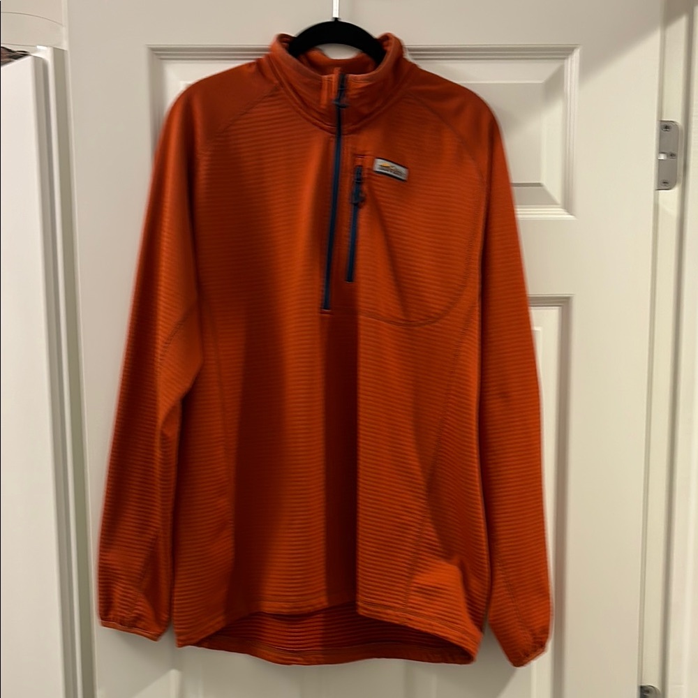 Orvis Men's Orange Pullover 1/4 Zip Fleece Jacket